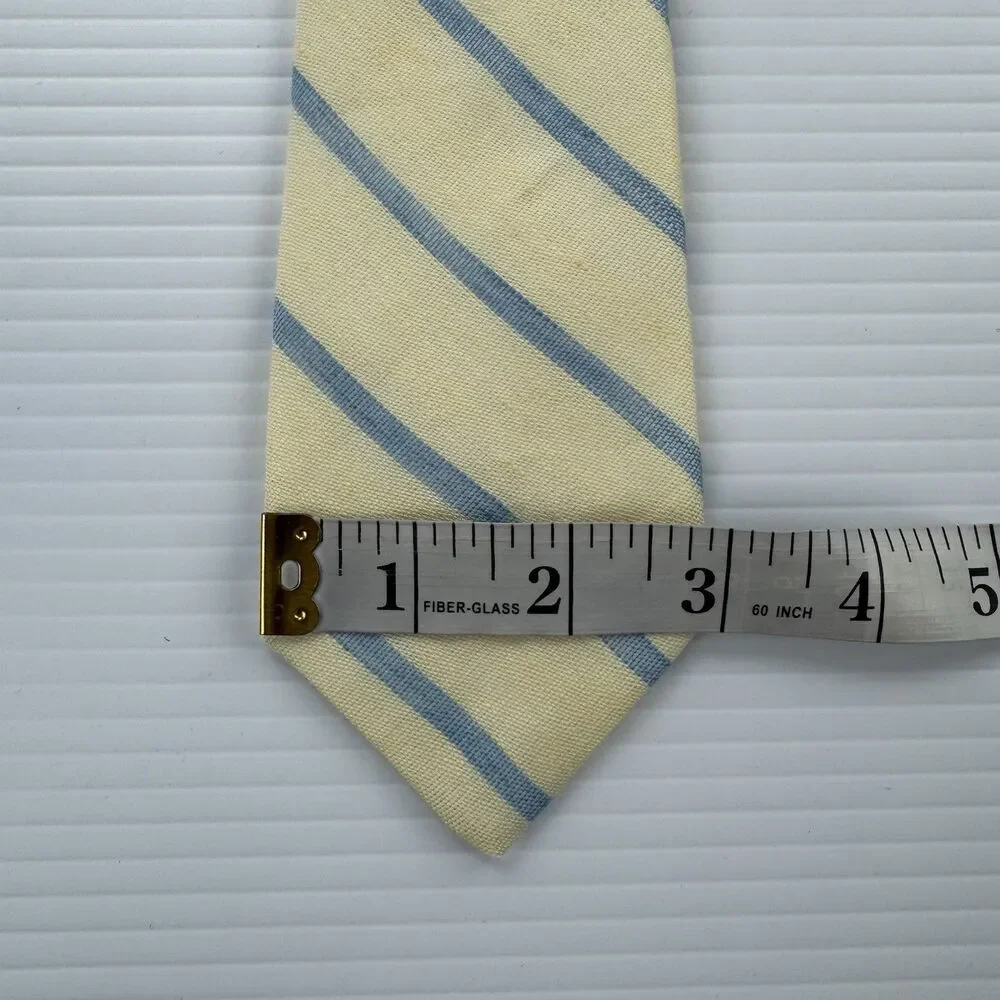 J.Crew Ludlow Linen Silk Tie Yellow Blue Stripe Vanners England NWT USA Made